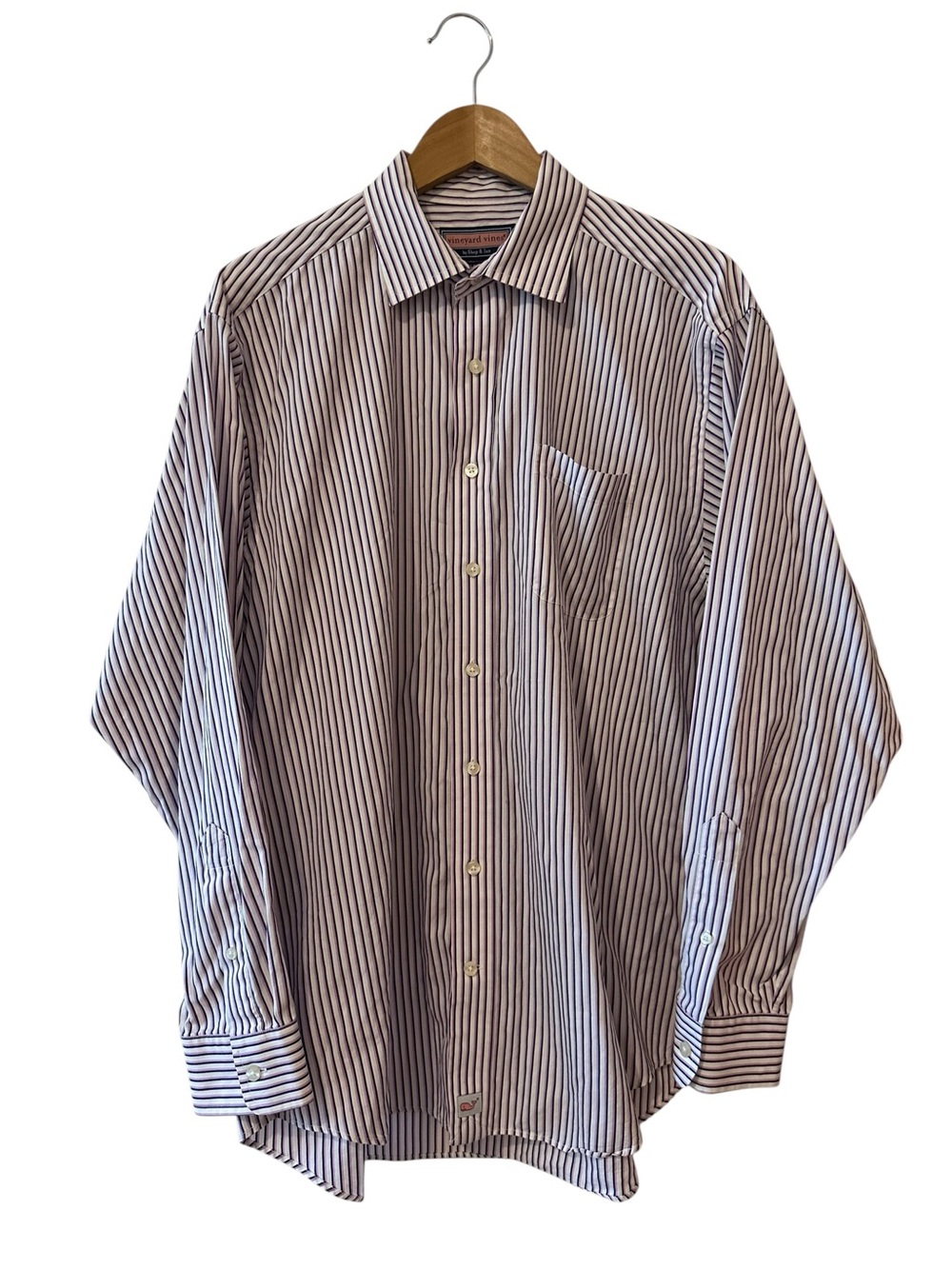 Vineyard Vines Taylor Shirt Men’s L Striped Cotton Button Down Whale Logo